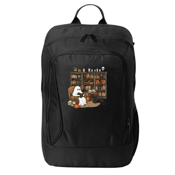 Retro Ghost Reading Books Librarian Ghost Halloween City Backpack