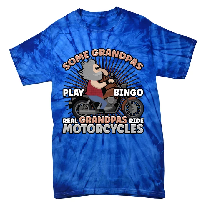 Real Grandpas Ride Motorcycles Biker Dad Gift Tie-Dye T-Shirt