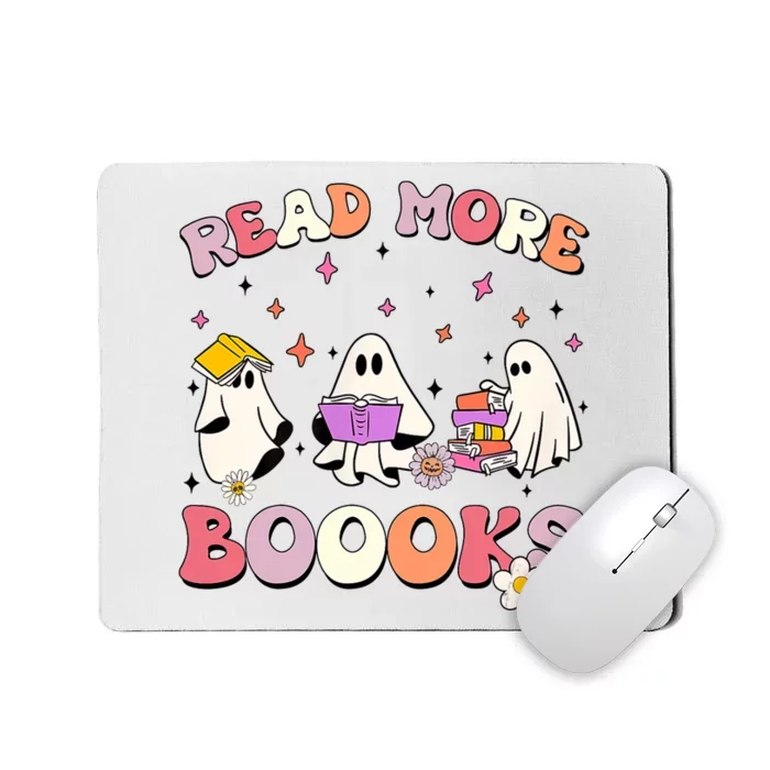 Retro Groovy Read More Books Ghost Boo Ghoul Funny Halloween Mousepad