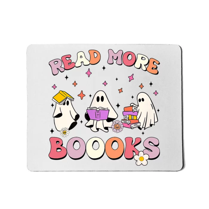 Retro Groovy Read More Books Ghost Boo Ghoul Funny Halloween Mousepad