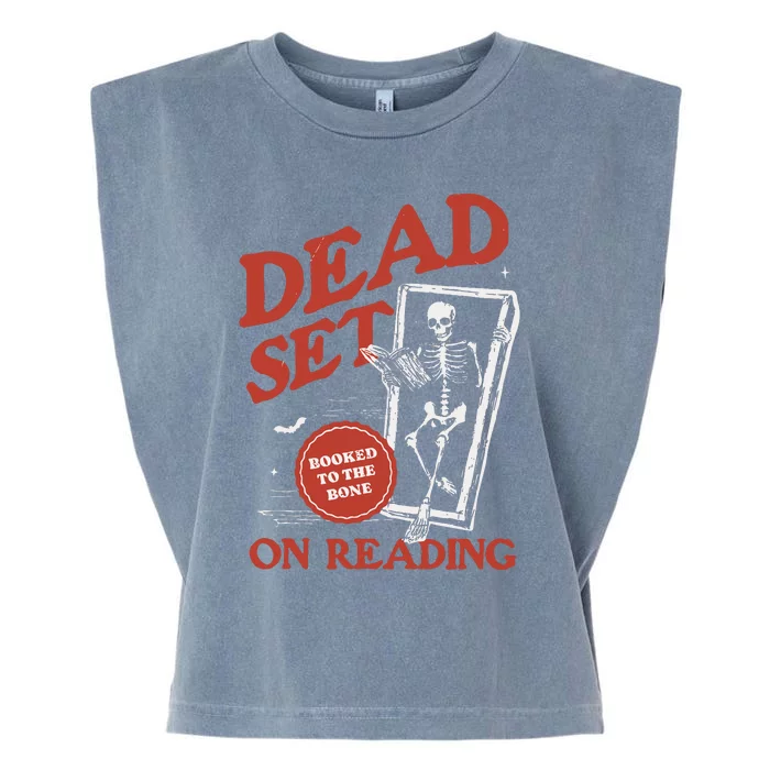 Retro Ghost Reading Books Garment-Dyed Women's Muscle Tee