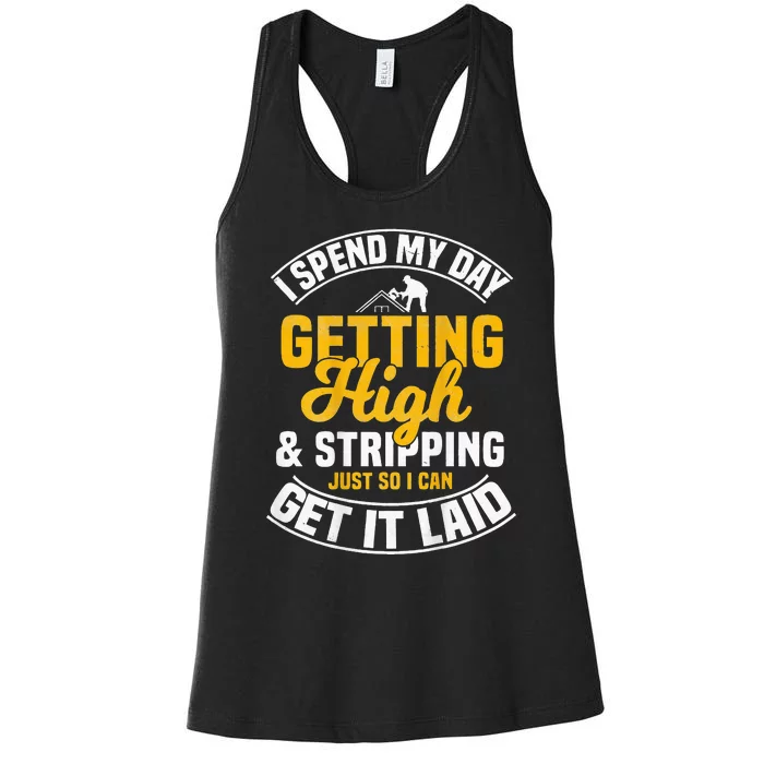 Roofer Gifts Roofing Design On Back Of Clothing Women's Racerback Tank