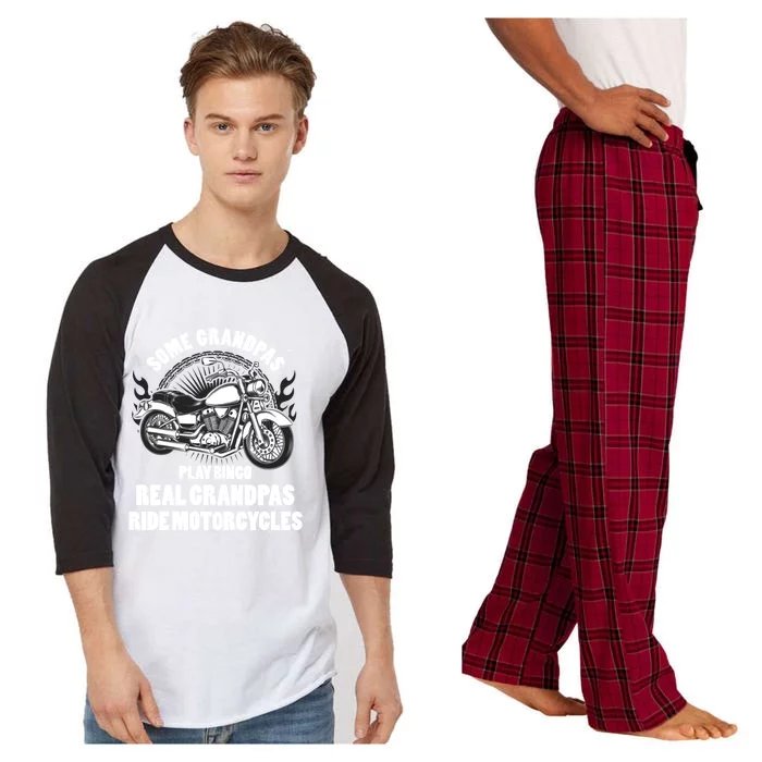 Real Grandpas Ride Motorcycles Funny Grandpa Biking Biker Gift Raglan Sleeve Pajama Set