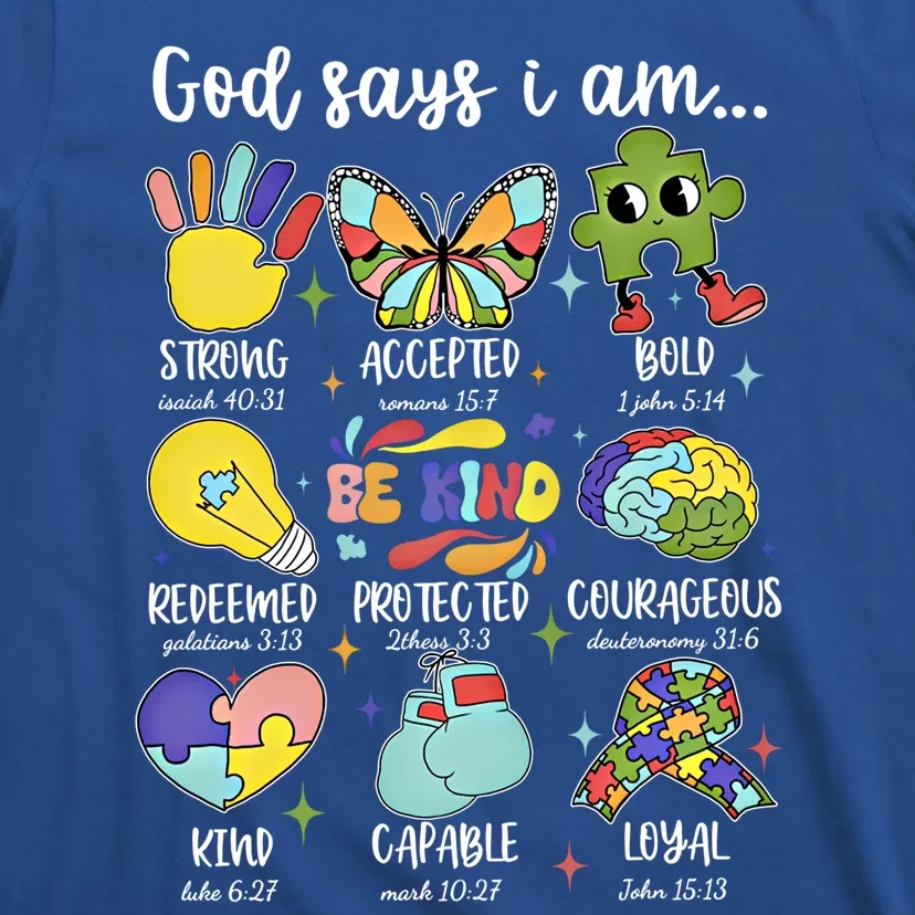 Retro God Says I Am Autism Be Kind Puzzle Autism Awareness Gift T-Shirt