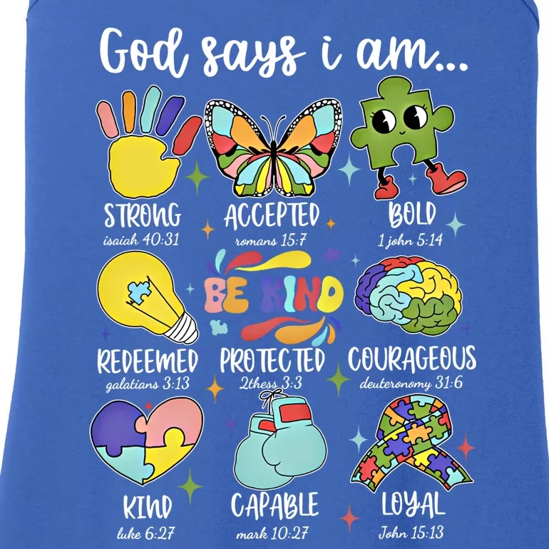 Retro God Says I Am Autism Be Kind Puzzle Autism Awareness Gift Ladies Essential Tank