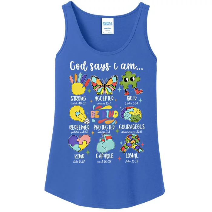 Retro God Says I Am Autism Be Kind Puzzle Autism Awareness Gift Ladies Essential Tank