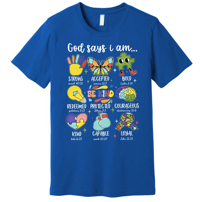 Retro God Says I Am Autism Be Kind Puzzle Autism Awareness Gift Premium T-Shirt