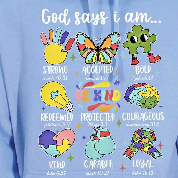 Retro God Says I Am Autism Be Kind Puzzle Autism Awareness Gift Unisex Surf Hoodie