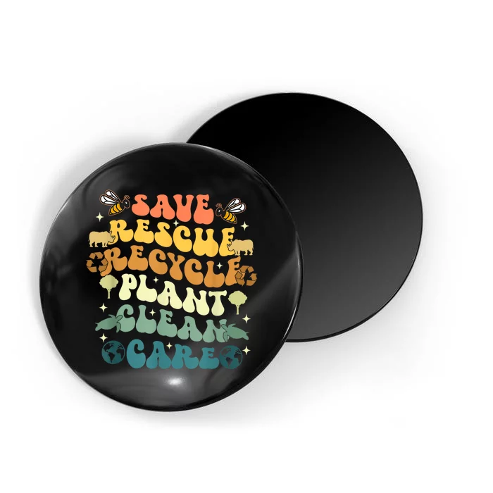 Retro Groovy Save Bees Rescue Animals Recycle Earth Day 2024 Magnet