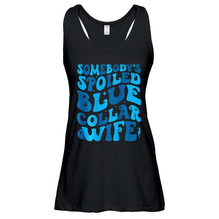 Retro Groovy Somebody's Spoiled Blue Collar Wife Ladies Essential Flowy Tank