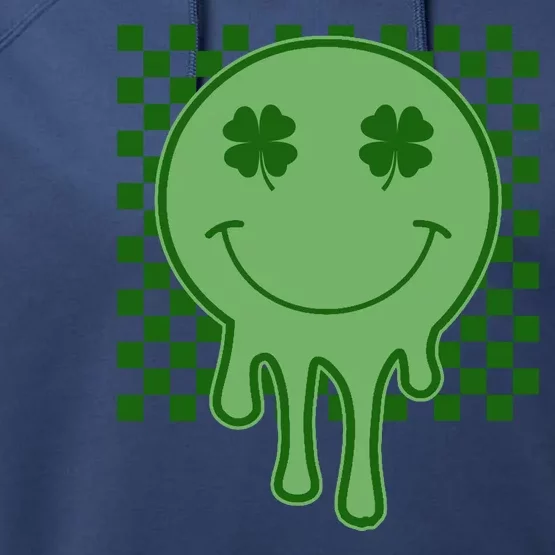 Retro Groovy St Patricks Smiley Performance Fleece Hoodie