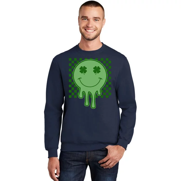 Retro Groovy St Patricks Smiley Tall Sweatshirt