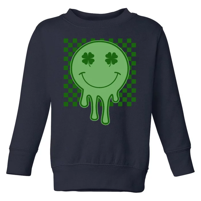 Retro Groovy St Patricks Smiley Toddler Sweatshirt