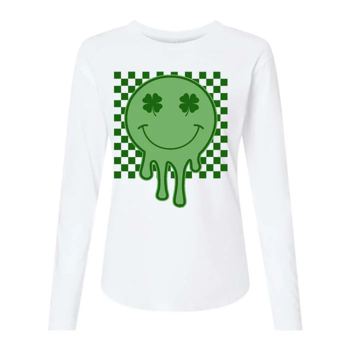 Retro Groovy St Patricks Smiley Womens Cotton Relaxed Long Sleeve T-Shirt