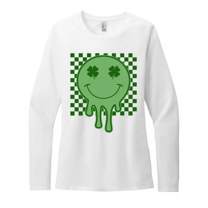 Retro Groovy St Patricks Smiley Womens CVC Long Sleeve Shirt