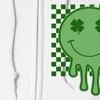 Retro Groovy St Patricks Smiley Full Zip Hoodie