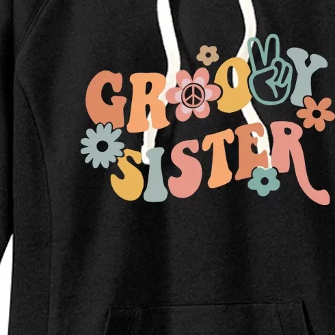 Retro Groovy Sister Matching Family 1st Birthday Party Women's Fleece Hoodie