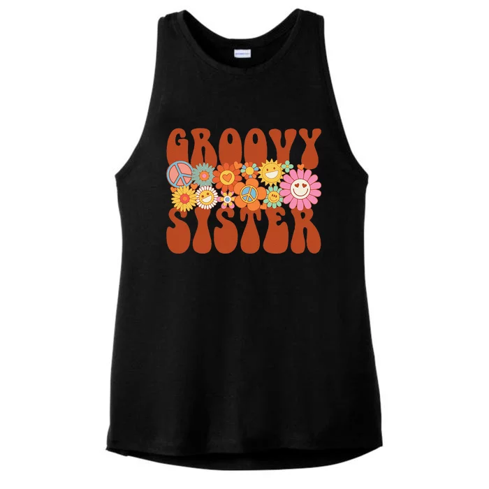 Retro Groovy Sister Matching Family Party Mother's Day Ladies Tri-Blend Wicking Tank