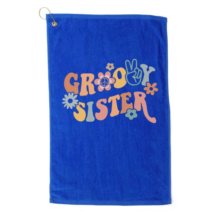 Retro Groovy Sister Matching Family 1st Birthday Party Funny Gift Platinum Collection Golf Towel