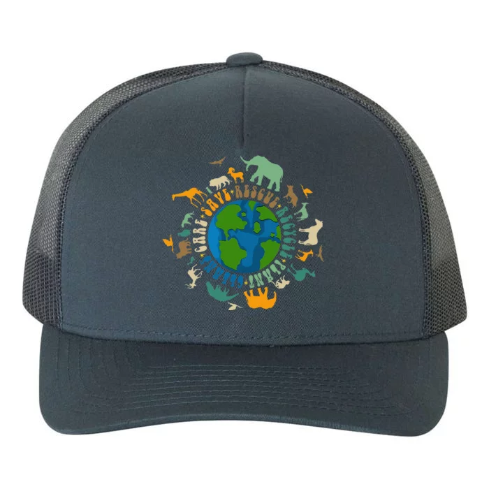 Retro Groovy Save Bees Rescue Animals Recycle Fun Earth Day Yupoong Adult 5-Panel Trucker Hat