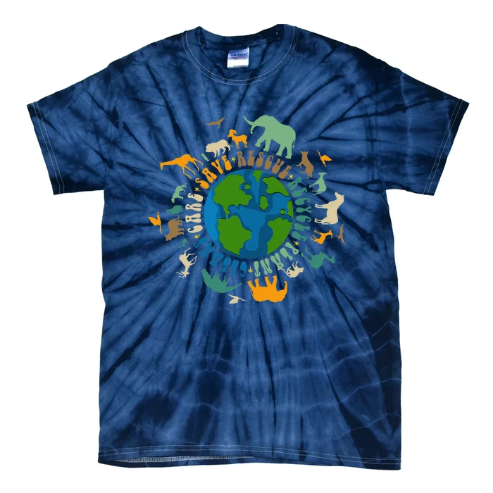 Retro Groovy Save Bees Rescue Animals Recycle Fun Earth Day Tie-Dye T-Shirt