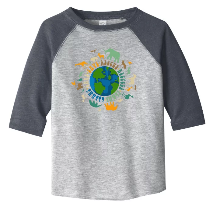 Retro Groovy Save Bees Rescue Animals Recycle Fun Earth Day Toddler Fine Jersey T-Shirt