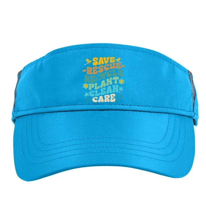 Retro Groovy Save Bees Rescue Animals Recycle Fun Earth Day Adult Drive Performance Visor