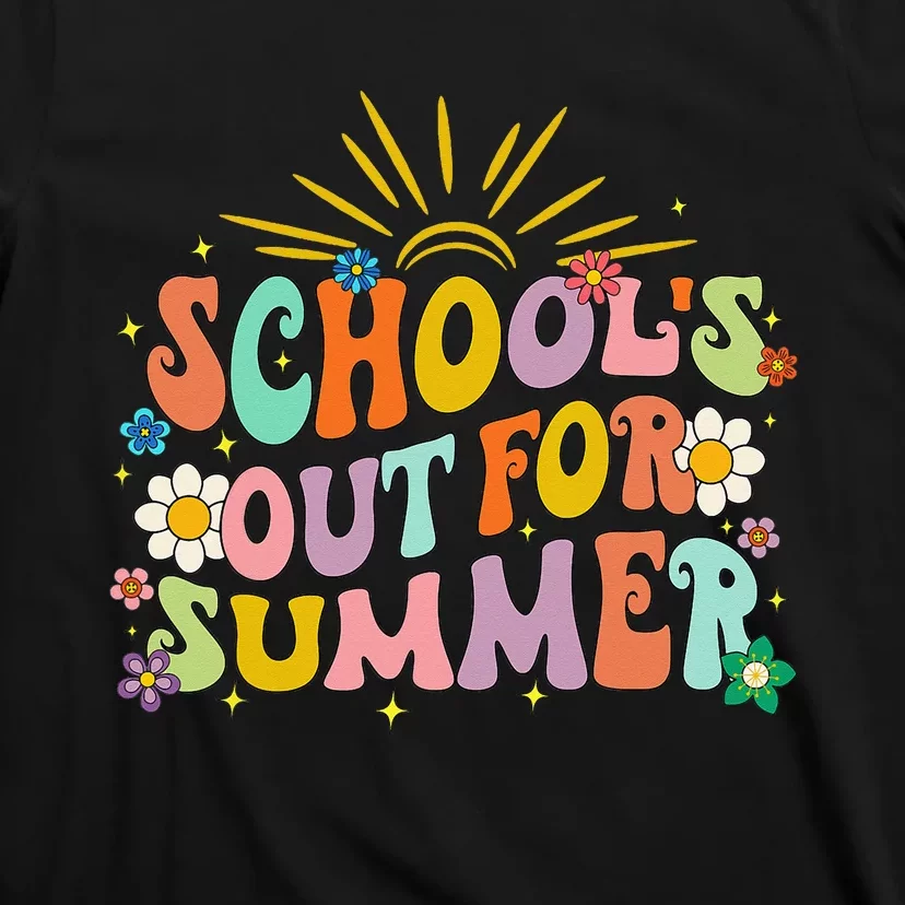 Retro Groovy School's Out For Summer Graduation Teacher T-Shirt