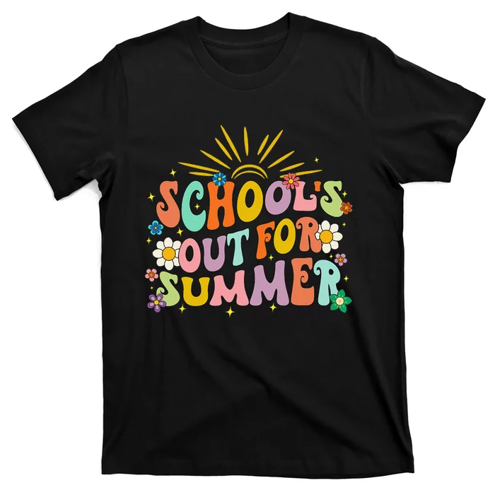 Retro Groovy School's Out For Summer Graduation Teacher T-Shirt