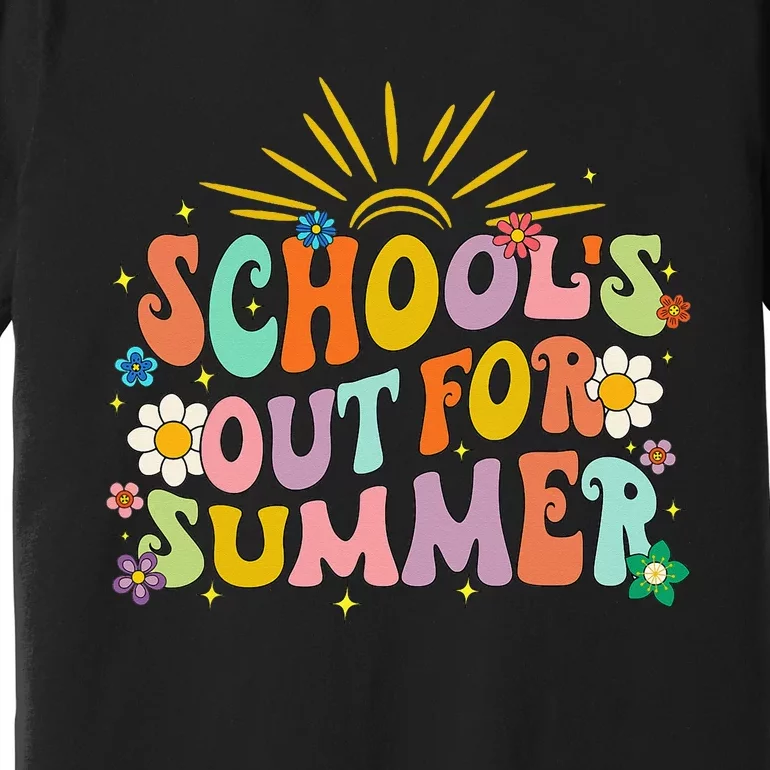 Retro Groovy School's Out For Summer Graduation Teacher Premium T-Shirt