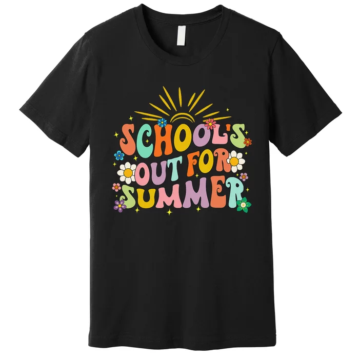 Retro Groovy School's Out For Summer Graduation Teacher Premium T-Shirt