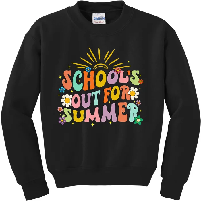 Retro Groovy School's Out For Summer Graduation Teacher Kids Sweatshirt