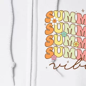 Retro Groovy Summer Vibes For Wo Summer Vacation Full Zip Hoodie