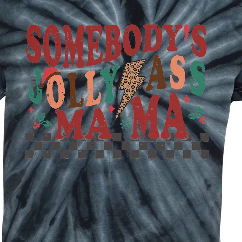 Retro Groovy Somebodys Jolly Ass Mama Christmas Mommy Kids Tie-Dye T-Shirt