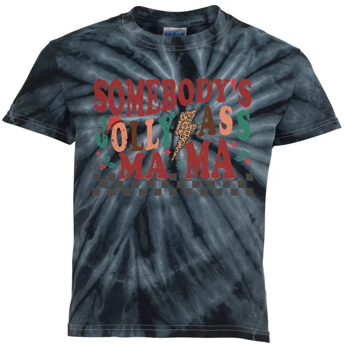 Retro Groovy Somebodys Jolly Ass Mama Christmas Mommy Kids Tie-Dye T-Shirt