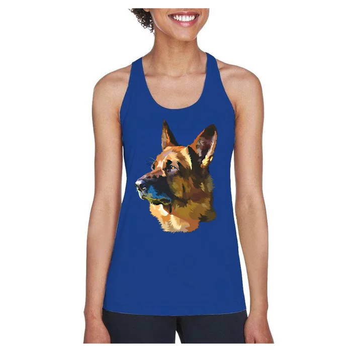 Realistic Ger Shepherd Colorful Real Ger Shepherd Gift Women's Racerback Tank