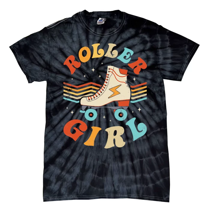 Roller Girl Skater Skating Retro Vintage 70s 80s Skates Tie-Dye T-Shirt