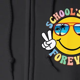 Retro Groovy School's Out Forever Retired Teacher Retirement Full Zip Hoodie