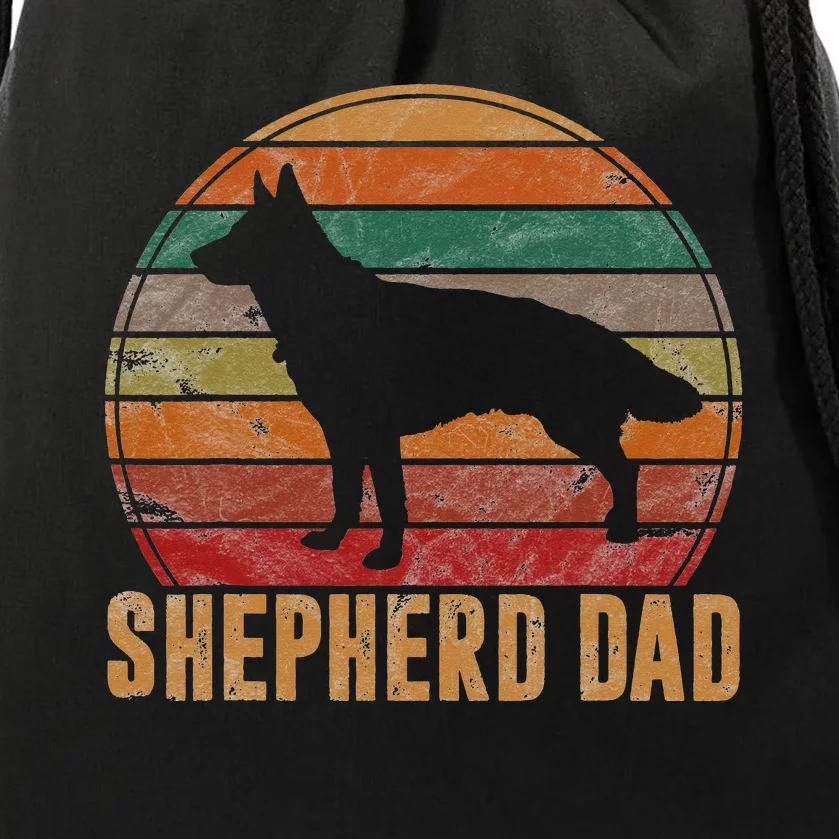 Retro German Shepherd Dad Gift Dog Owner Pet Shepard Father Drawstring Bag