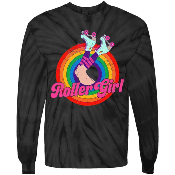 Roller Girl Skater Skating Retro Vintage 70s 80s Skates Tie-Dye Long Sleeve Shirt