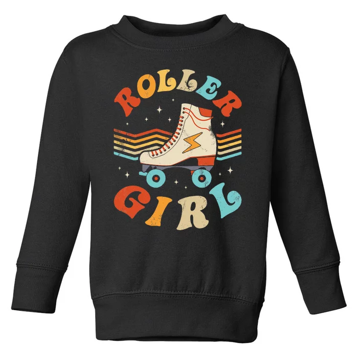 Roller Girl Skater Skating Retro Vintage 70s 80s Skates Toddler Sweatshirt