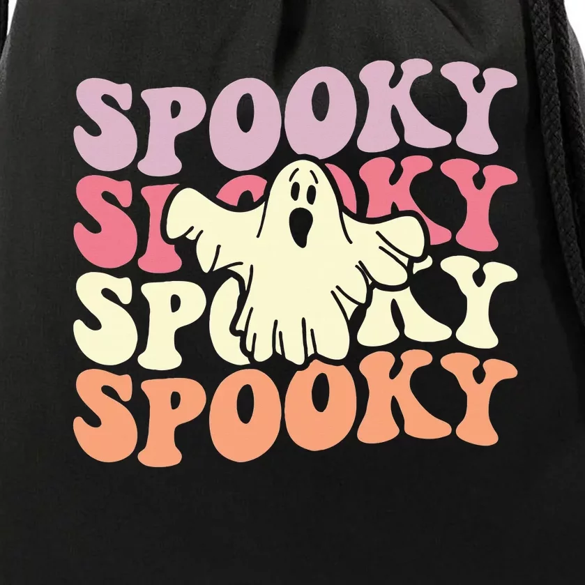 Retro Groovy Spooky Ghost Boo Halloween Costume Scary Drawstring Bag