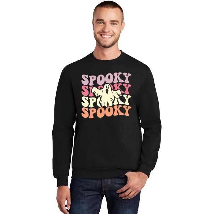 Retro Groovy Spooky Ghost Boo Halloween Costume Scary Tall Sweatshirt