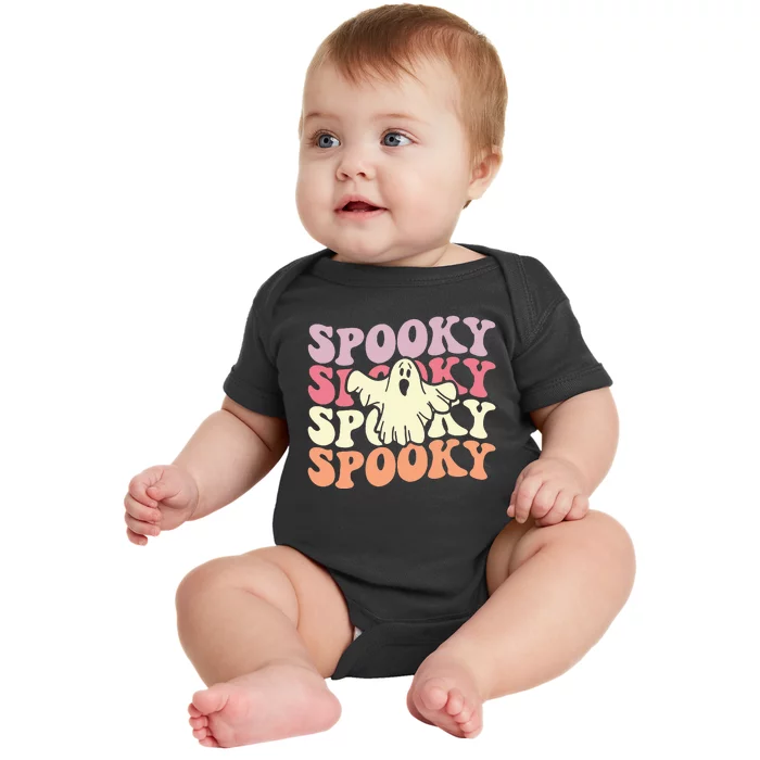 Retro Groovy Spooky Ghost Boo Halloween Costume Scary Baby Bodysuit