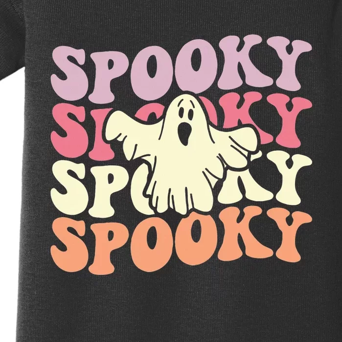 Retro Groovy Spooky Ghost Boo Halloween Costume Scary Baby Bodysuit