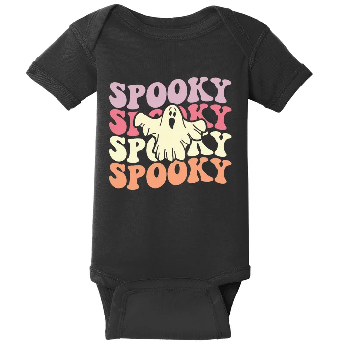 Retro Groovy Spooky Ghost Boo Halloween Costume Scary Baby Bodysuit