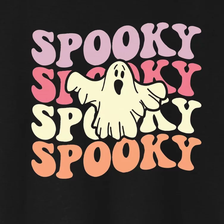 Retro Groovy Spooky Ghost Boo Halloween Costume Scary Women's Crop Top Tee