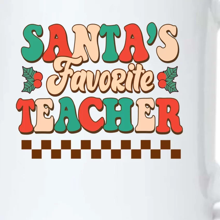 Retro Groovy SantaS Favorite Teacher Christmas Gift Black Color Changing Mug