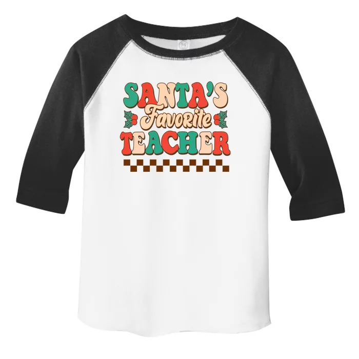 Retro Groovy SantaS Favorite Teacher Christmas Gift Toddler Fine Jersey T-Shirt