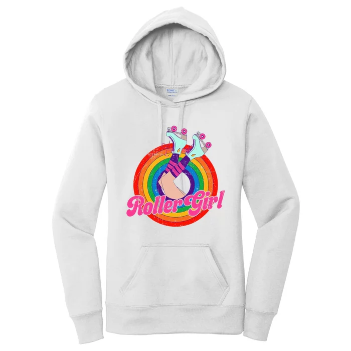 Roller Girl Skater Skating Retro Vintage Women's Pullover Hoodie